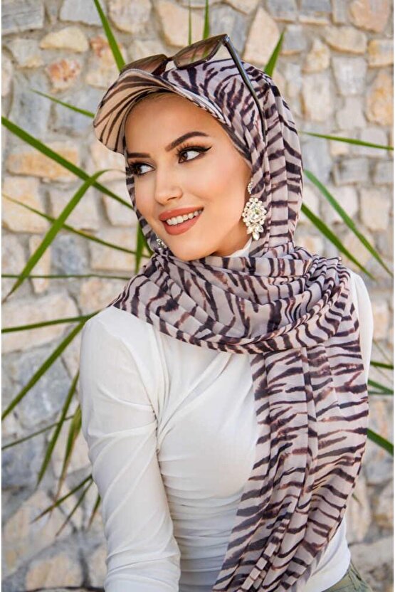 Zebra Desen Kepli Bandana Şapka Şal