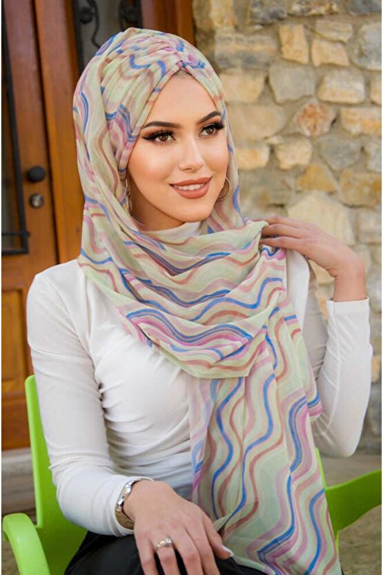 Soft Tonlamalı Geometrik Desen Hazır Şal