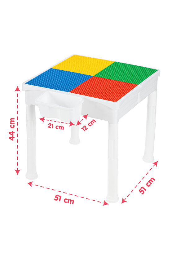 Mega Aktivite Ve Çalışma Masası Yapı Yapı OyuncakClassicUyumlu 2 Sandalyeli 250 Parça Bloklu