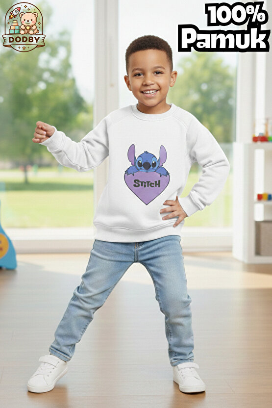 Stitch Sweatshirt İçi Yumuşak Tüylü Sweatshirt Erkek Çocuk Kıyafet Kız Çocuk Kıyafet Stitch Kıyafet