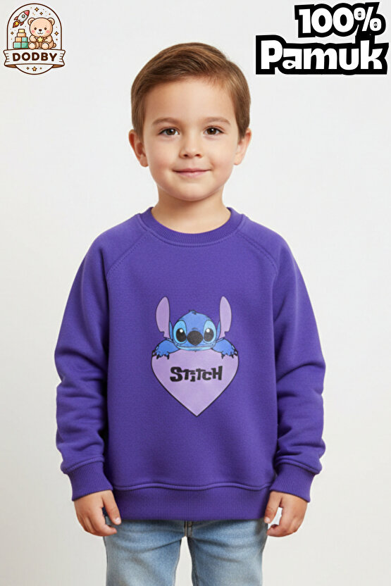 Stitch Sweatshirt İçi Yumuşak Tüylü Sweatshirt Erkek Çocuk Kıyafet Kız Çocuk Kıyafet Stitch Kıyafet