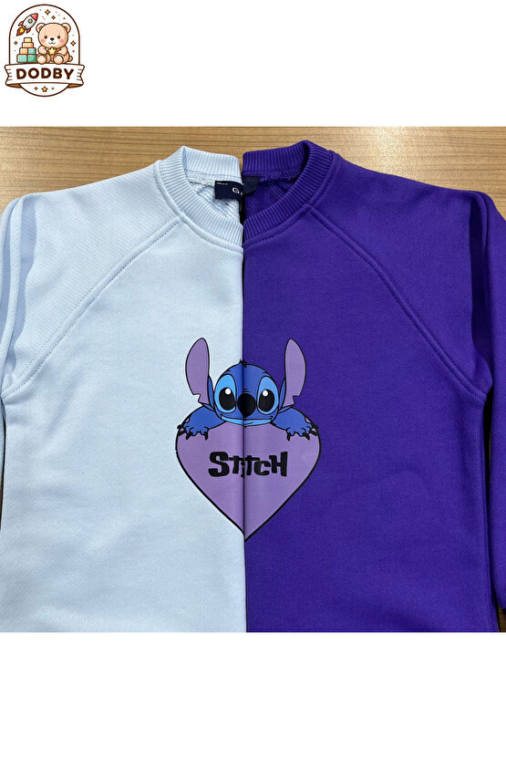 Stitch Sweatshirt İçi Yumuşak Tüylü Sweatshirt Erkek Çocuk Kıyafet Kız Çocuk Kıyafet Stitch Kıyafet