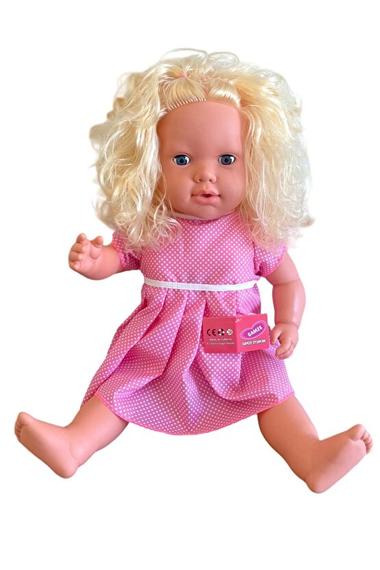 Büyük Boy Türkçe Konuşan Sarı Saçlı Et Bebek Oyuncak (60 CM)