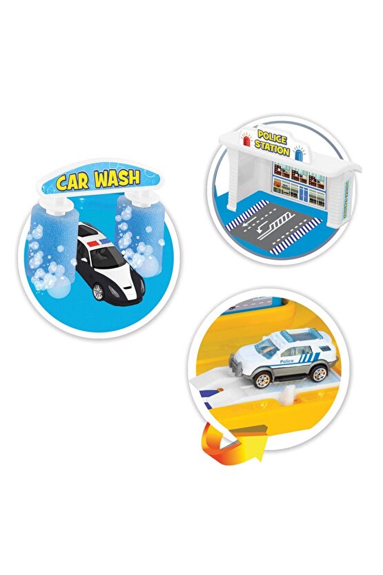 Polis Istasyonu Garaj Seti - Otopark Seti - Araba Seti - Hotwheels Seti - Istasyon