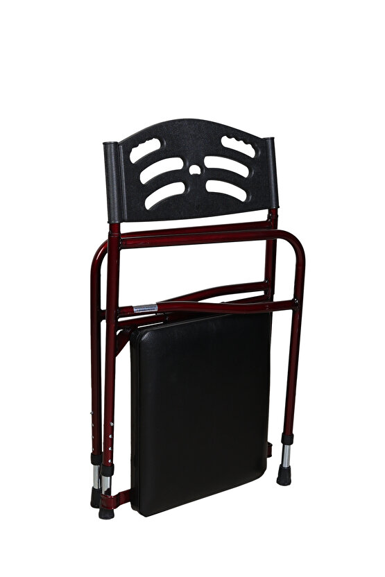 Deri Döşemeli Seyyar Katlanabilir Hasta Yaşlı Engelli Alaturka Tuvalet Banyo Sandalyesi Taşınabilir