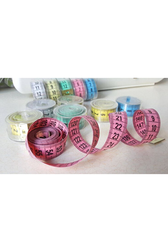 EVİST - Mezura Kutulu 1,5 Metre Çift Yönlü Çok Amaçlı Mezura, Terzi Dikiş (1 ADET) 6 Renk Seçeneği