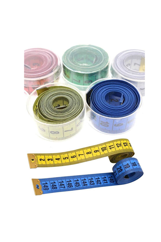 EVİST - Mezura Kutulu 1,5 Metre Çift Yönlü Çok Amaçlı Mezura, Terzi Dikiş (1 ADET) 6 Renk Seçeneği
