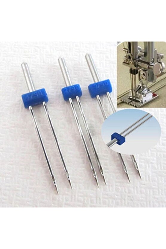 Her Marka Makine Için 10 Adet 14 No Iğne Ve Nervür Için Çift Iğne Singer Zetina (2MM-3MM-4MM)