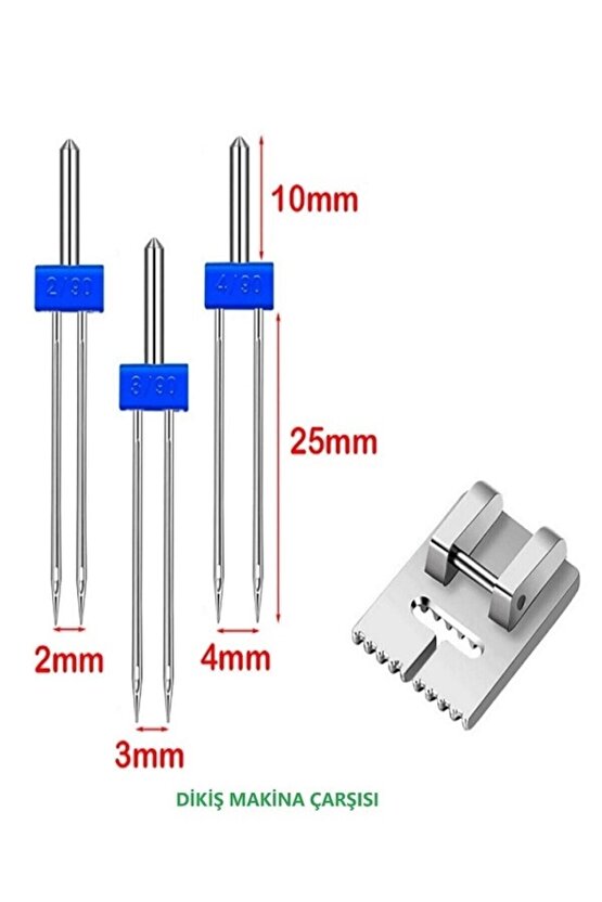Sınger Zetina Janome Nervür Ayak (ÇİFT İĞNE PAKET İÇİNDE 2MM,3MM VE 4 MMDİR.) Dali 14 No Iğne
