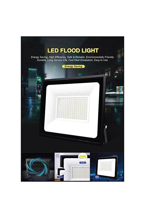 200 Watt, 16000 Lm Çok Kaliteli, 6500K Beyaz Işık, Elektrikle Çalışır İç - Dış Mekan Led Projektör