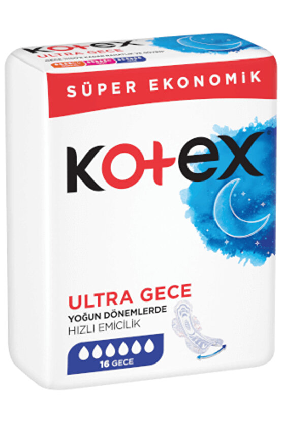 ( 2 ADET ) Kotex Ultra Süper Ekonomik Paket Hijyenik Ped Gece 16lı