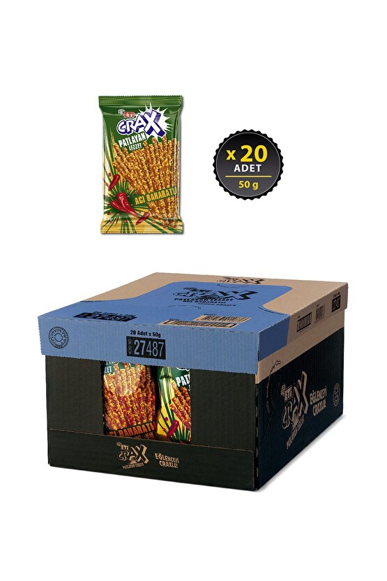 Crax Patlayan Lezzet Acı Baharatlı Çubuk Kraker 50 g x 20 Adet
