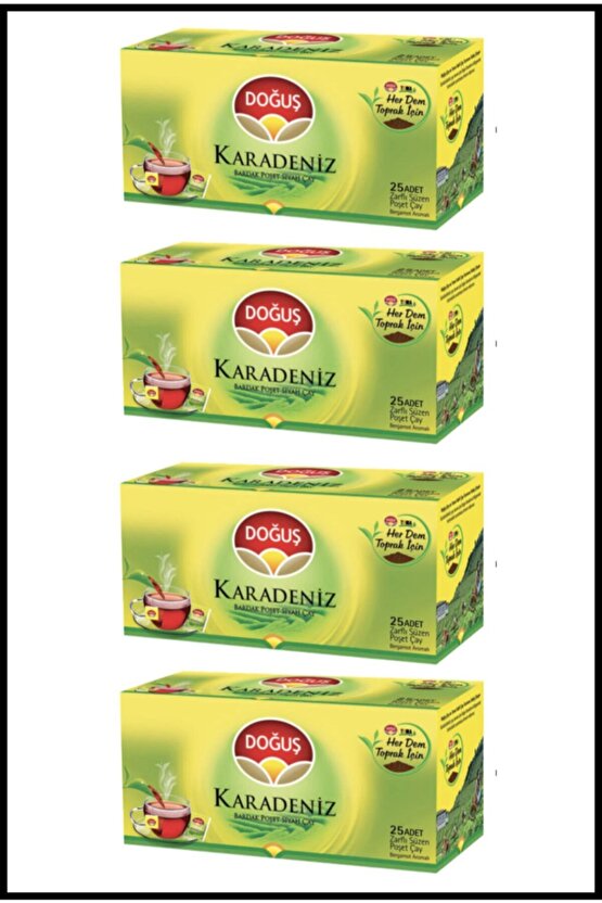Karadeniz Bardak Poşet Siyah Çay - 25 li 4 ADET
