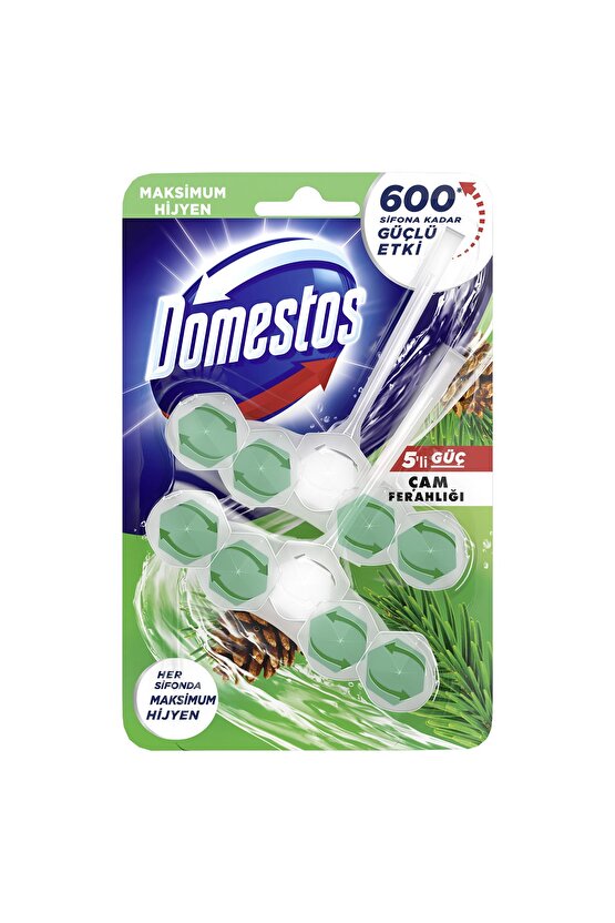 WC Blok 5li Güç Çam Ferahlığı 600 Sifona Kadar Güçlü Temizlik 110 GR İkili Paket