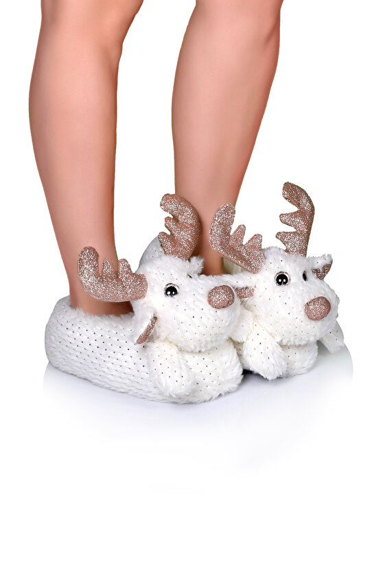 Eskimo Kadın,Garson Boy Hayvanlı Panduf Beyaz 3641