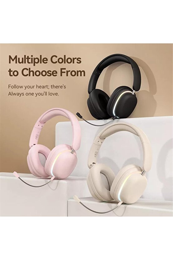 BLUETOOTH 5.3 KULAKLIK RGB LED IŞIKLI ÇIKARILABİLİR MİKROFONLU OYUN MÜZİK FİLM İÇİN ŞARJLI KULAKLIK