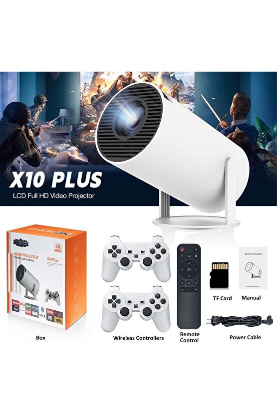 X10PLUS ANDROİD PROJEKTÖR + GAME PROJECTOR ULTRA HD 4K EV SİNEMA YANSITMA OYUN PROJEKSİYON CİHAZI