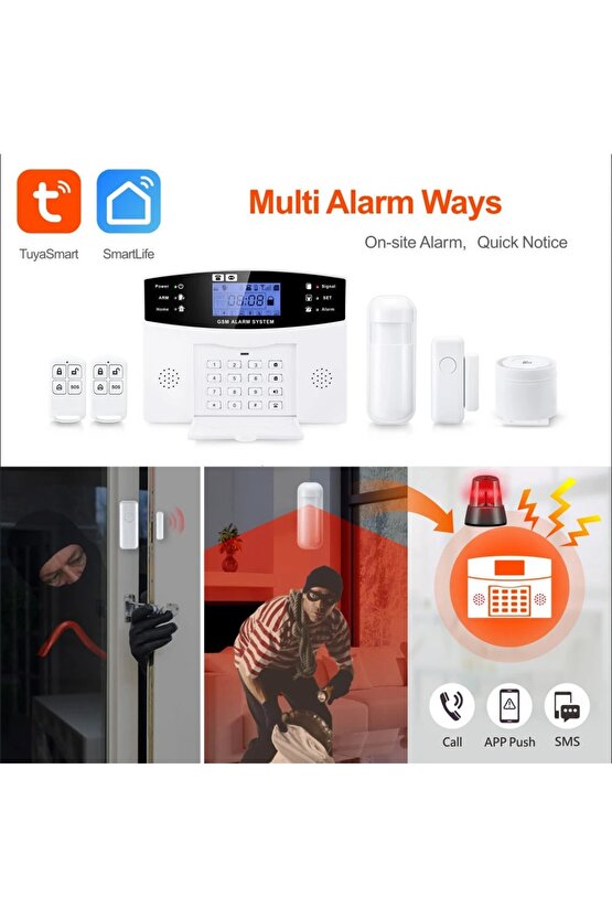 EV VE İŞYERİ İÇİN UZAKTAN KUMANDALI ALARM SİSTEMİ WİFİ-GSM HATLI HAREKET SENSÖRLÜ ŞARJLI ALARM SETİ