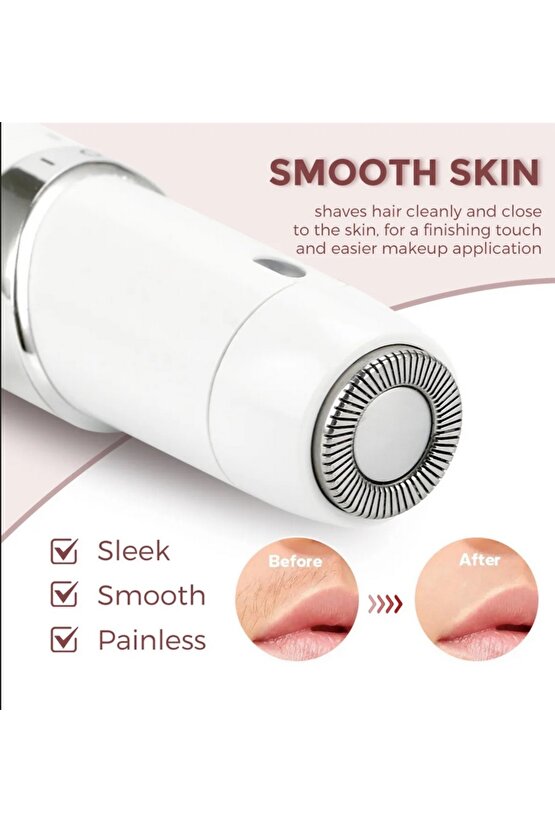 Yüz Epilasyon Aleti Acısız Kadın Yüz Tüyü Temizleyici Taşınabilir Traş Makinesi 10.000RPM LED Işıklı
