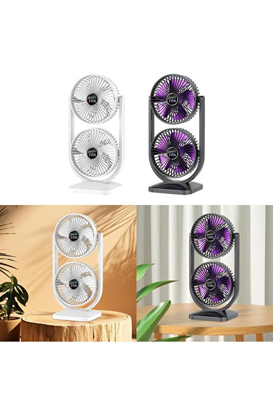 ŞARJLI MASAÜSTÜ ÇİFTLİ VANTİLATÖR MİNİ SERİNLETİCİ FAN