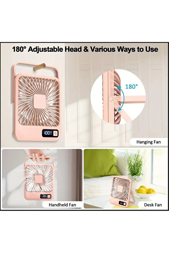 MASAÜSTÜ ŞARJLI FAN 5 HIZ KADEMELİ ULTRA İNCE LED GÖSTERGELİ VANTİLATÖR SERİNLETİCİ MİNİ KLİMA