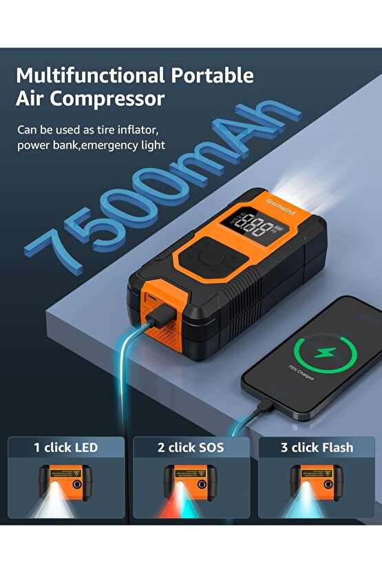 OTO ARAÇ LASTİK ŞİŞİRME POMPASI EKRANLI 160PSİ HAVA KOMPRESÖRÜ BİSİKLET MOTORSİKLET TOP ŞİŞİRME