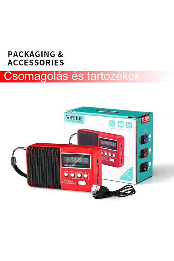 Mini Fm Radyo Şarjlı Bluetooth Speaker Sd Kart Usb Girişli Kablosuz Hoparlör Deprem Radyosu