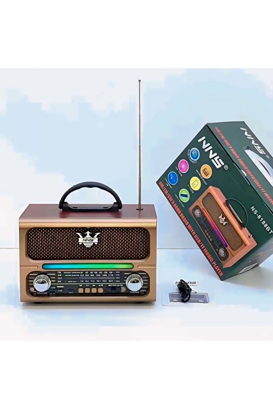 NOSTALJİK RADYO BLUETOOTH SPEAKER ŞARJLI SD KART USB GİRİŞLİ MP3 ÇALAR KABLOSUZ HOPARLÖR