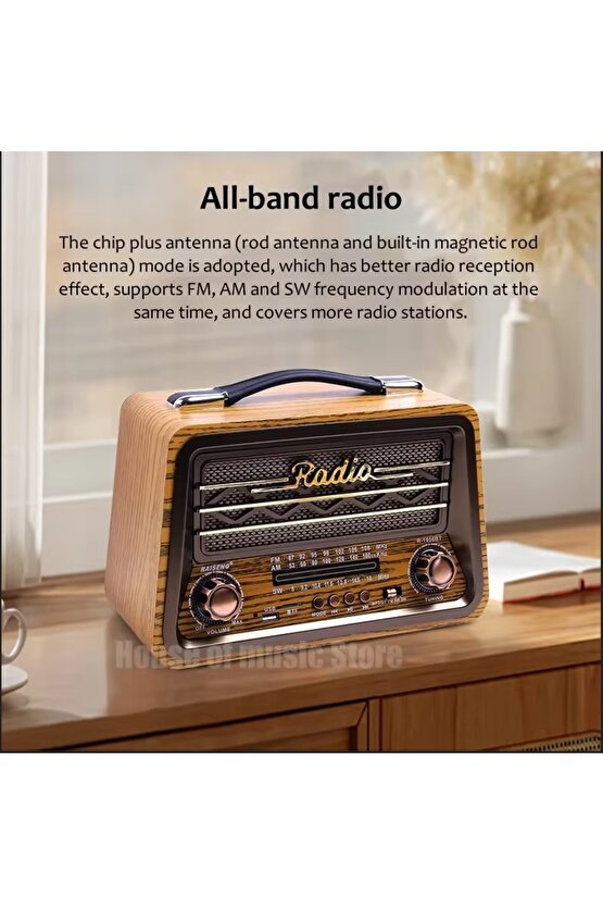 NOSTALJİK RADYO BLUETOOTH SPEAKER ŞARJLI SD KART USB GİRİŞLİ MP3 ÇALAR KABLOSUZ HOPARLÖR