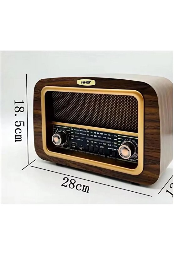 NOSTALJİK RADYO BLUETOOTH SPEAKER ŞARJLI SD KART USB GİRİŞLİ MP3 ÇALAR KABLOSUZ HOPARLÖR