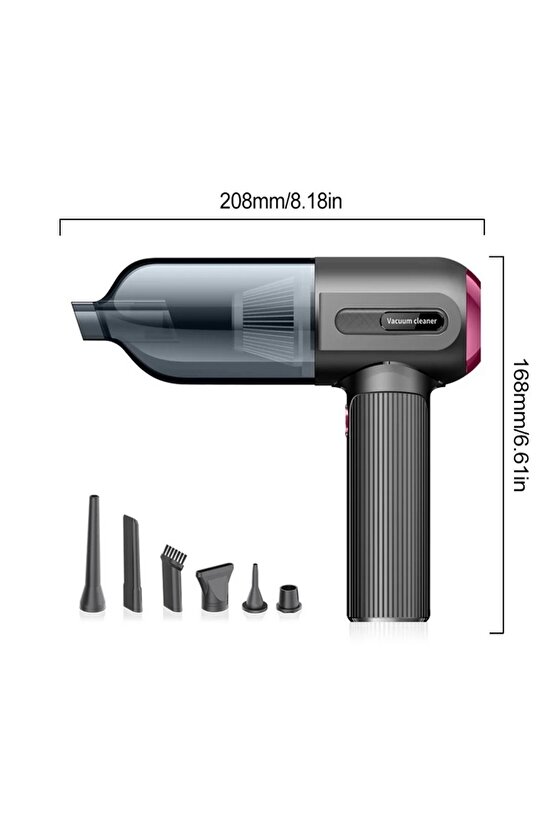 ŞARJLI ARAÇ SÜPÜRGESİ VAKUM CLEANER EV OFİS KABLOSUZ MİNİ SÜPÜRGE VAKUMLAMA CİHAZI 6000PA