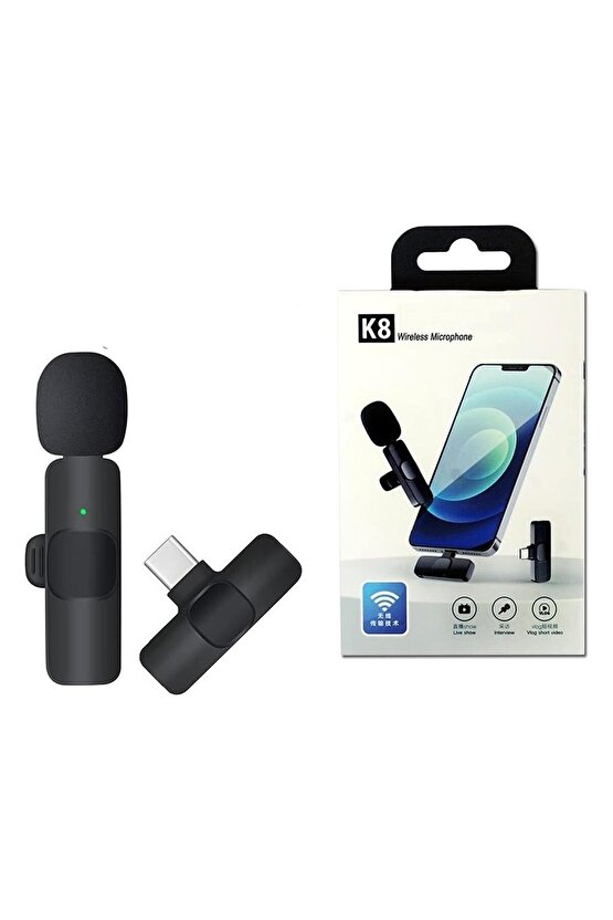 ANDROİD UYUMLU KABLOSUZ TEKLİ YAKA MİKROFONU TYPE C GİRİŞLİ YOUTUBE VİDEO CANLI YAYIN