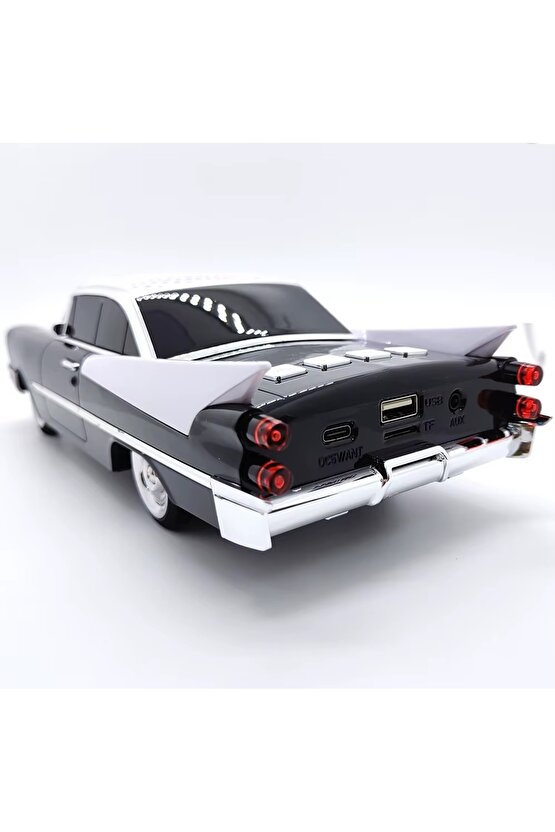 NOSTALJİK ARABA ŞEKLİNDE BLUETOOTH SPEAKER ŞARJLI LED IŞIKLI KABLOSUZ HOPARLÖR FM RADYO SD KART USB