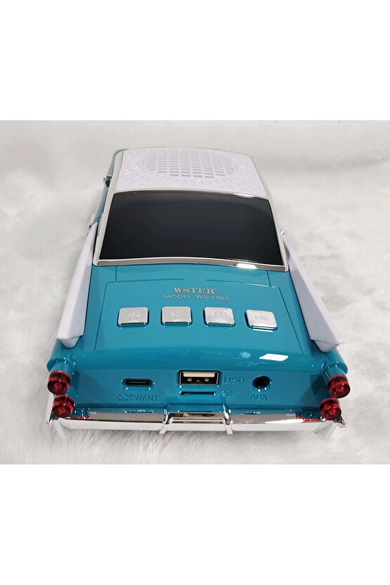 NOSTALJİK ARABA ŞEKLİNDE BLUETOOTH SPEAKER ŞARJLI LED IŞIKLI KABLOSUZ HOPARLÖR FM RADYO SD KART USB