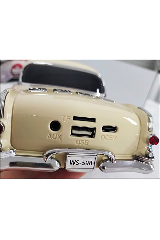 NOSTALJİK ARABA ŞARJLI LED IŞIKLI KABLOSUZ HOPARLÖR BLUETOOTH SPEAKER  FM RADYO SD KART USB
