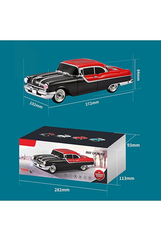 NOSTALJİK ARABA ŞARJLI LED IŞIKLI KABLOSUZ HOPARLÖR BLUETOOTH SPEAKER  FM RADYO SD KART USB