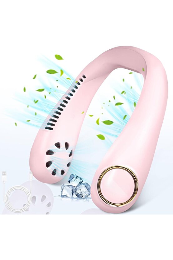 BOYUNA TAKILAN FAN MİNİ KLİMA SERİNLETİCİ VANTİLATÖR LED EKRANLI 3 SEVİYE ŞARJLI BOYUNLUK FAN