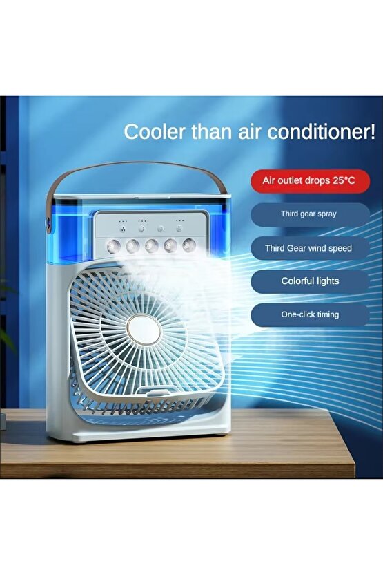 BUZLU FAN TAŞINABİLİR SU BUHARI PÜSKÜRTMELİ KLİMA SERİNLETİCİ VANTİLATÖR ODA HAVA NEMLENDİRİCİ