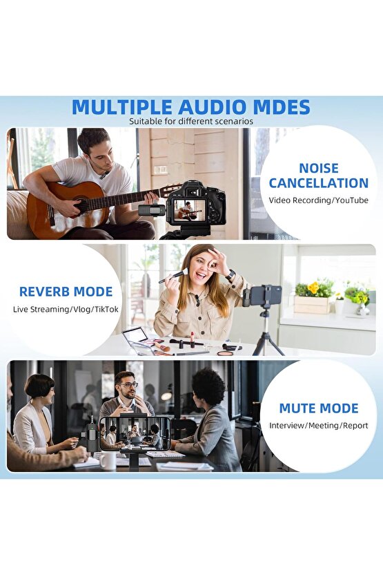 2 Lİ KABLOSUZ YAKA MİKROFONU iOS, Android, Kamera, USB-C  , Video Kaydı, Vloglama, YouTube uyumlu