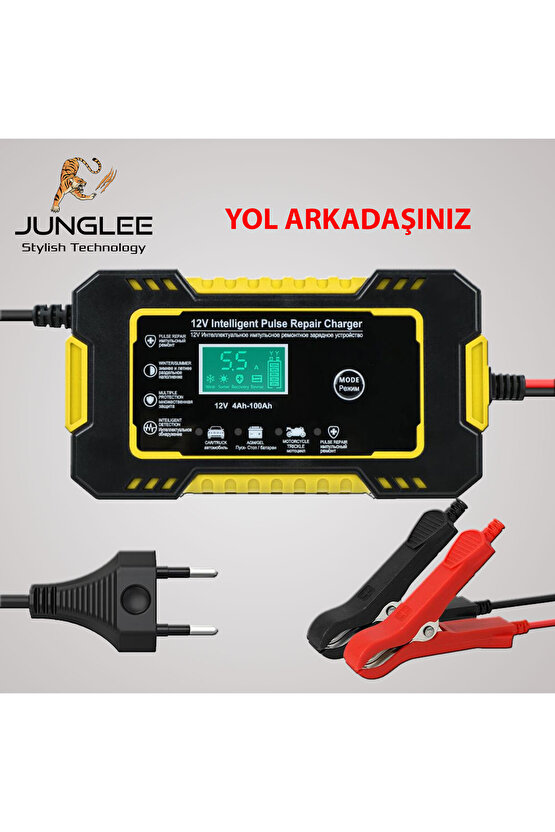 12V 6A Tam Otomatik Akü Şarj Aleti Dijital LCD ekran Araba Motosiklet Akülü Araç Şarj Cihazı 4-100Ah