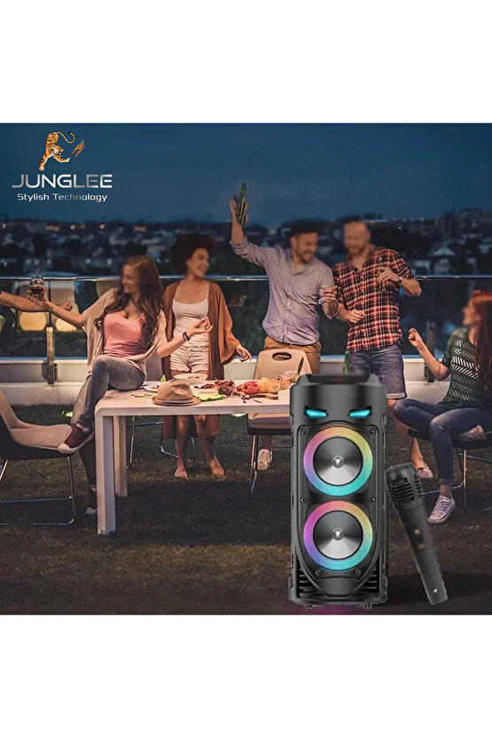 BLUETOOTH HOPARLÖR SD KART USB GİRİŞLİ MİKROFONLU LED IŞIKLI ŞARJLI KABLOSUZ SPEAKER