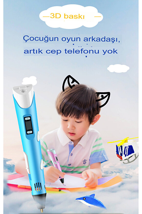 3d Yazıcı Kalem Sorelis 3d Kalem 3 Renk 3 Metre Hediye Filament Yazıcı Clnk mor sarı