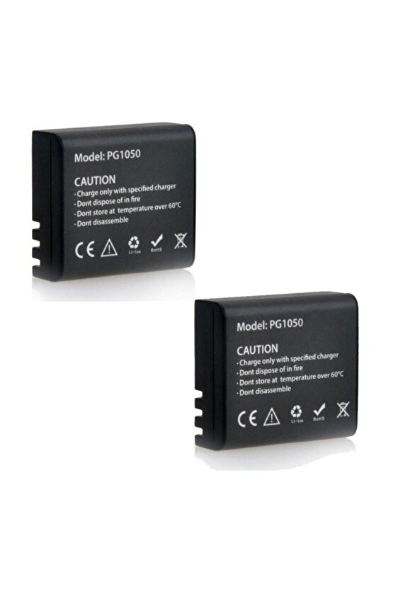 Beyaz H9r H8r H16r H6s H7s Uyumlu Pg1050 2li Çift Batarya Seti Tek Ebat Pil ve Şarj Cihazları