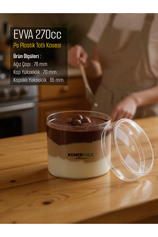 6 Adet Kapaklı Sert Plastik Magnolya Kasesi 270 cc