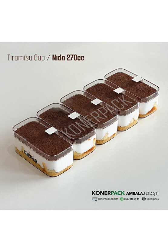 Tiramisu Cup Nida 270 Cc - 6 Adet Kap + 6 Adet Kapak