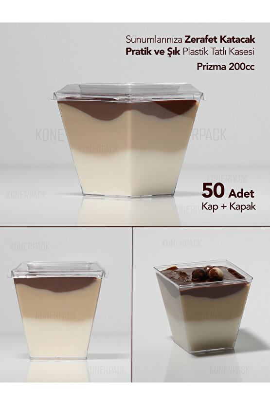 Prizma Tatlı Kasesi , Magnolya kasesi , Mika Sert Plastik Tatlı Kasesi 50 adet , Kapaklı.
