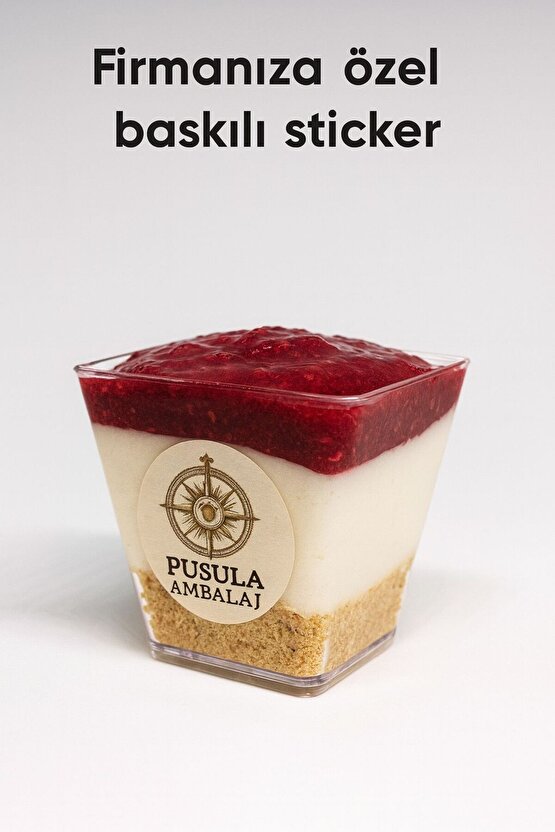 120cc Kübik Prizma Üçgen Mika Sert Plastik Kase Sunum İçin Firmanıza Özel Sticer Baskı 80 adet Meze