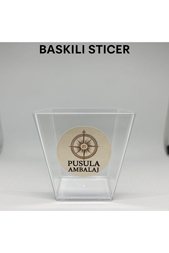120cc Kübik Prizma Üçgen Mika Sert Plastik Kase Sunum İçin Firmanıza Özel Sticer Baskı 80 adet Meze