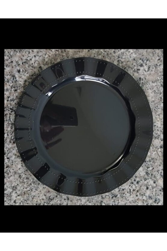 Plastik Tabak Sert Lüks 26cm (6 Adet) Renk Siyah