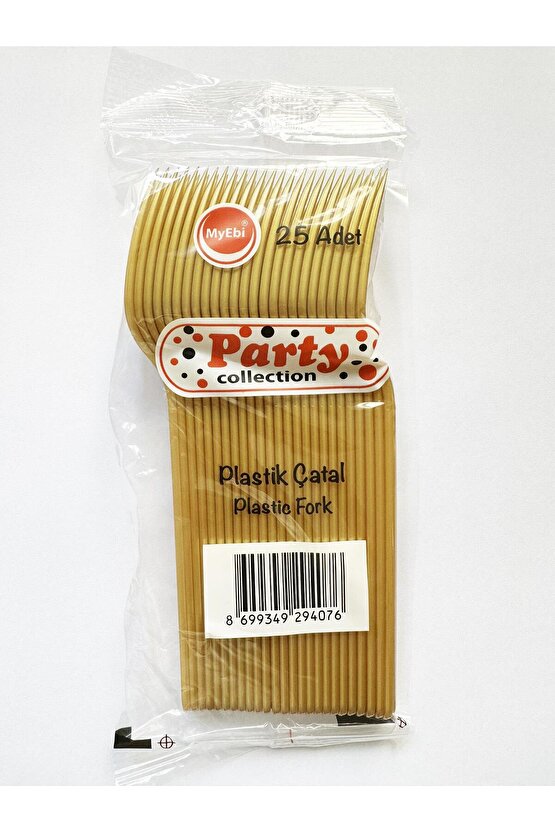 Plastik Gold Altın Renkli Lüx Parti Doğum Günü Çatal - 18 Cm. - 250 Adet